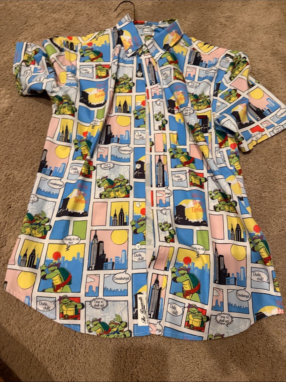 RSVLTS Teenage Mutant Ninja Turtles Graphic Button-Up Shirt - Pastel Comic Print